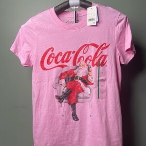 Coca Cola Kids T-Shirt in Pink with Santa Design